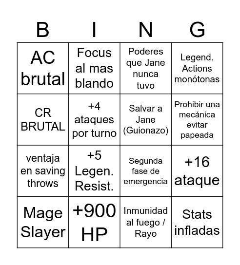 Partida de Spindaz Bingo Card