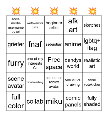 Free draw roblox Bingo Card