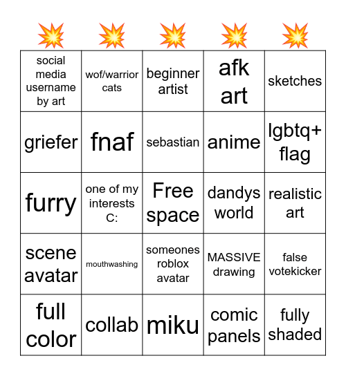 Free draw roblox Bingo Card