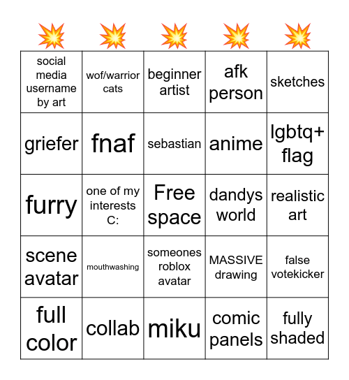 Free draw roblox Bingo Card