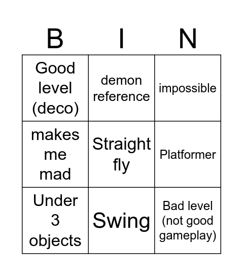 Gds bingo Card