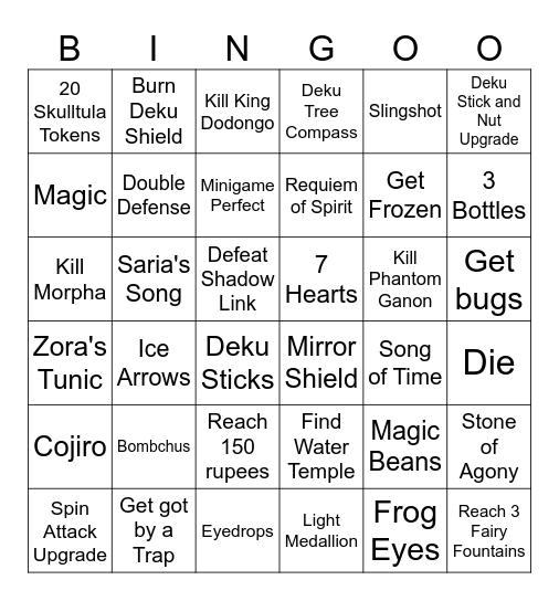 OoT RANDO Bingo Card