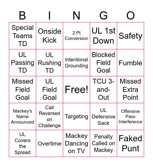 New Mexico Bowl Bingo Card
