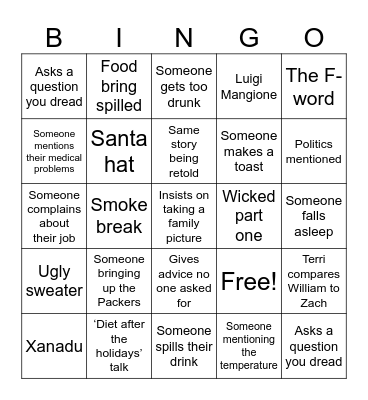 Woodcock Christmas Bingo! Bingo Card