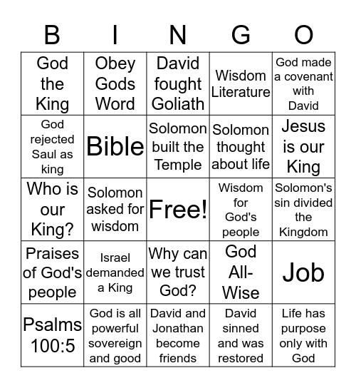 KINGDOM ESTABLISHED Bingo Card