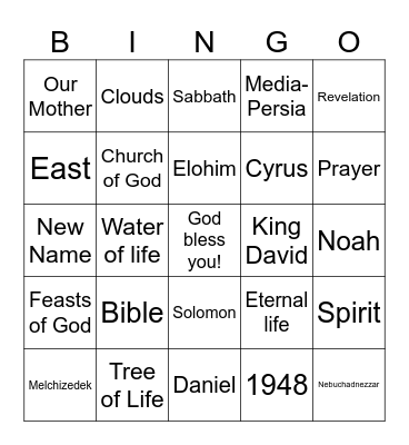 Zion Bingo Card