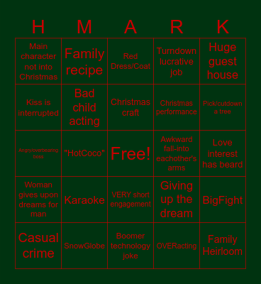 Hallmark Christmas 2k25 Bingo Card