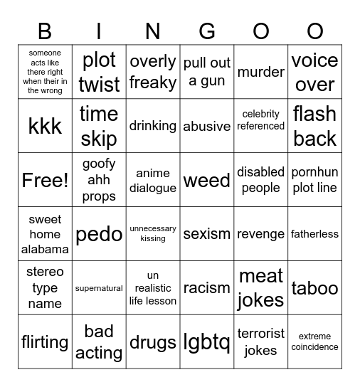 TT Bingo Card