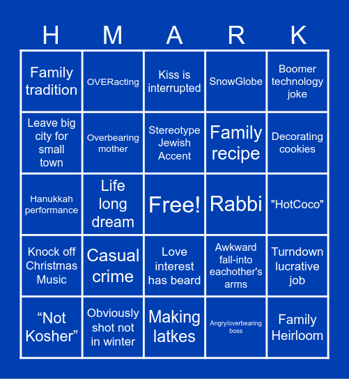 Hallmark Hanukkah 2k25 Bingo Card