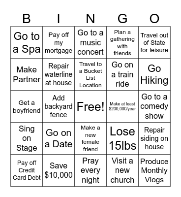 2025 Goals Bingo Card
