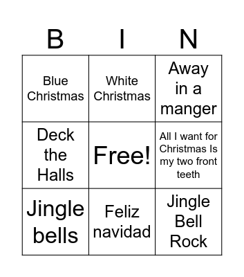 Christmas song Bingo Card