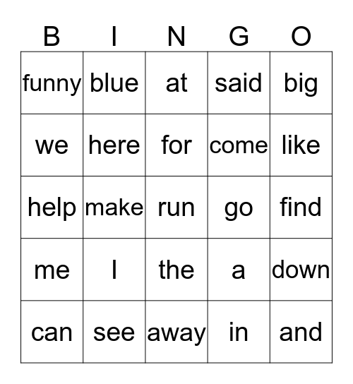 1st six weeks Bingo Card