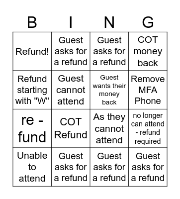 Definitely Guest Services Holiday Bingo Card