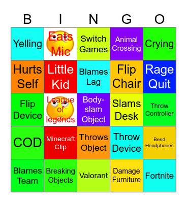 Rage Bingo Card