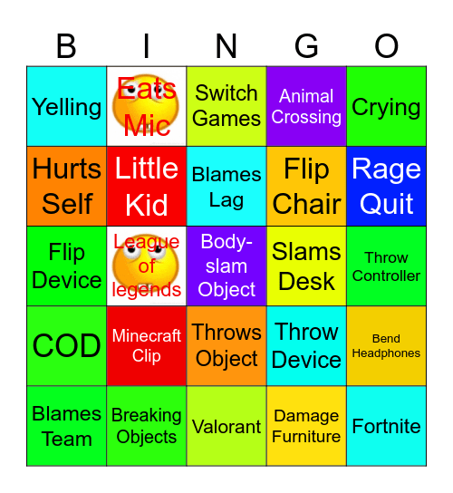 Rage Bingo Card