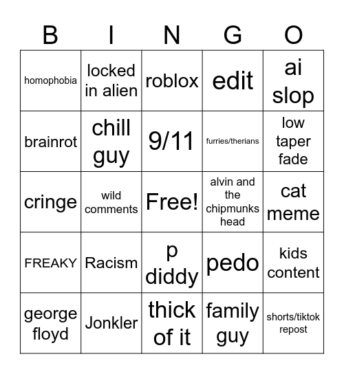 Instagram Reels Bingo Card