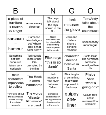 Red One Bingo Card