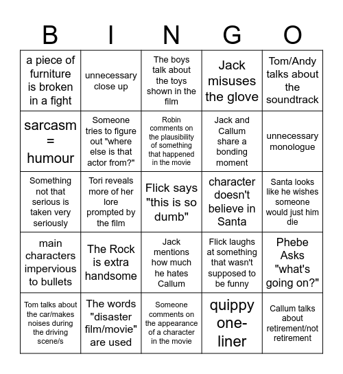 Red One Bingo Card