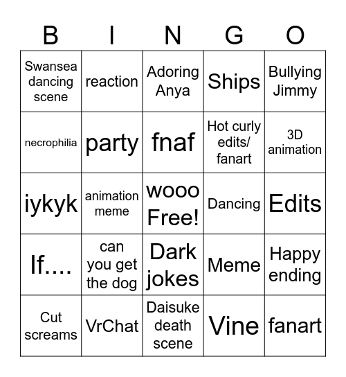 Mouthwashing tiktok Bingo Card