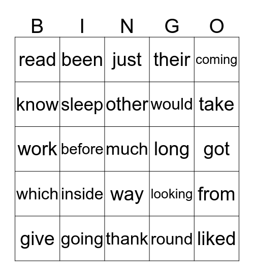 6th Six Weeks Bingo Card
