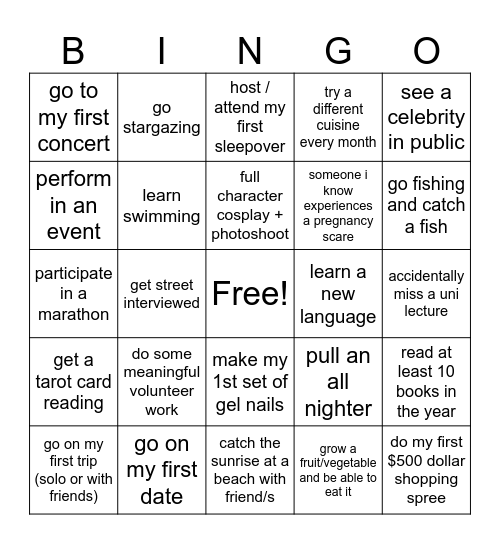 2025 bingo Card