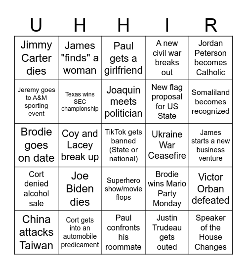 2025 Bingo Card