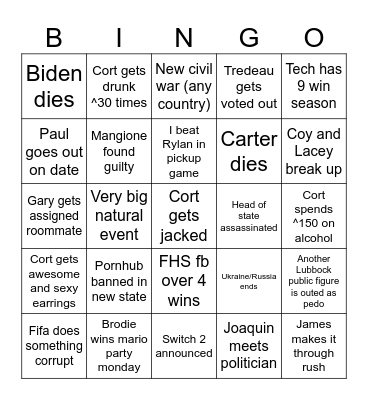 2024 bingo card Bingo Card