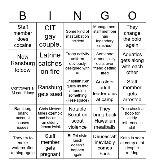 Ransburg 2025 Bingo Card