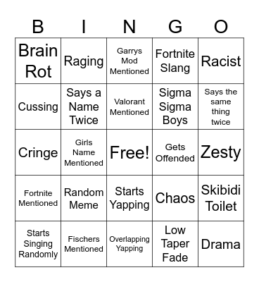 The Boys Discord Bingo Card