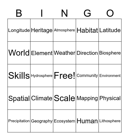 Geography Bingo Card