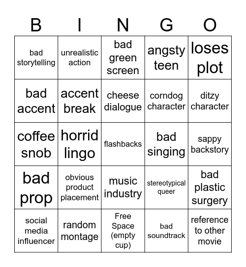 Bad Movie BINGO Card