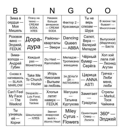 Новый год 2025 Bingo Card