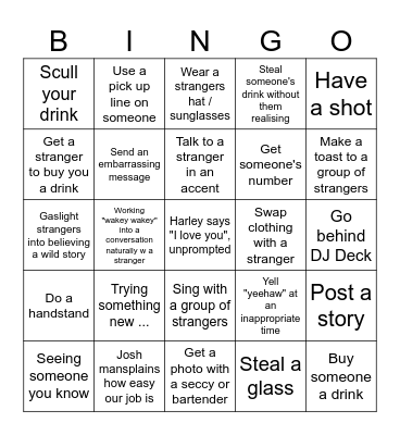 Harley's Going Away / Christmas Bingo Card