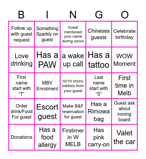 Find your guests!!! Bingo Card