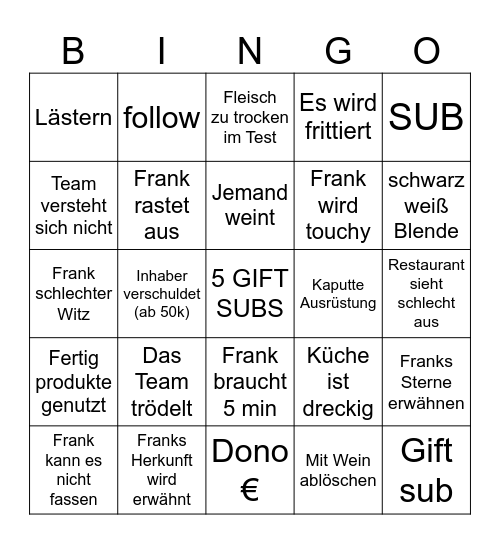 ROSIN BINGO Card