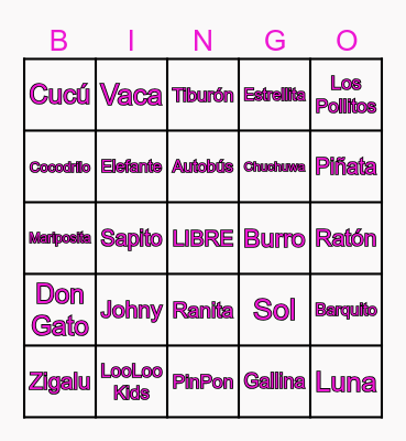LooLoo Kids Bingo Card