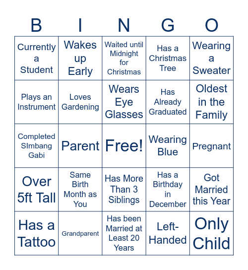 3rd Sabio Clan Family Reunion Bingo Card
