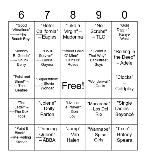 Hurricane's Sports Cafe Bingo Card