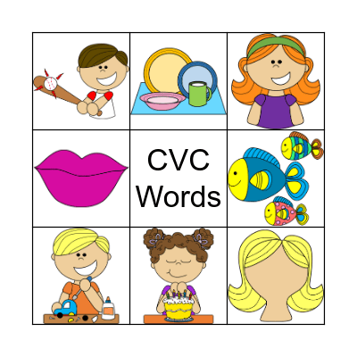 CVC Short I Words Bingo Card