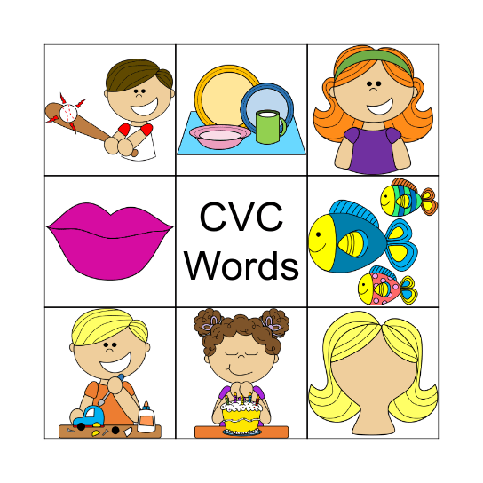 CVC Short I Words Bingo Card