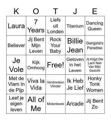 oud en nieuw muziekbingo Card