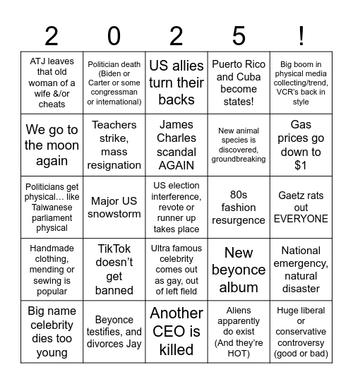 2025 Bingo Card