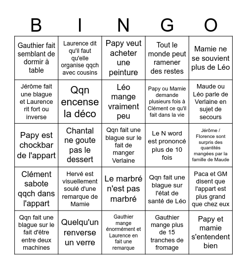 Bingo fête de Noël Bingo Card