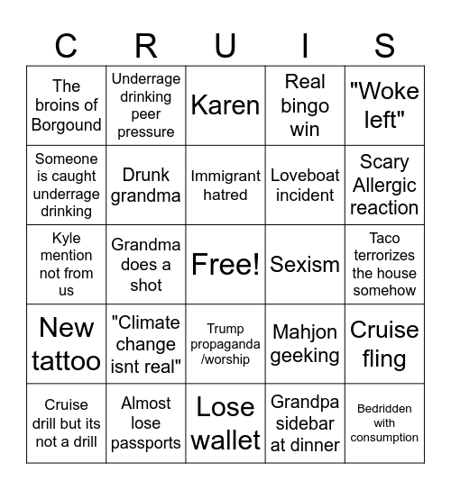 cruisey bingos Bingo Card