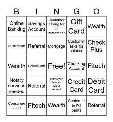 ChoiceOne Friday Bingo Card