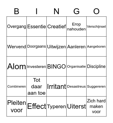 Woordenschat H1 t/m 2 1HV Bingo Card