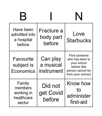 Med in Youth Bingo Card