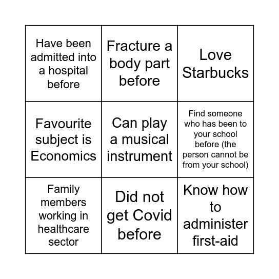 Med in Youth Bingo Card