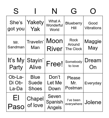 Music Bingo Card