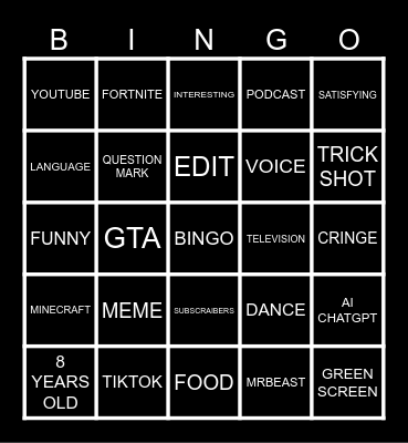 INFINITECRAFT Bingo Card